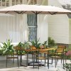 Outsunny 7 Piece Garden Dining Set, Fir Wood Garden Furniture Set with Rectangle Table and 6 Stackable Chairs, Umbrella Hole, Slatted Top and Steel Frame, for Patio Balcony Porch, Brown