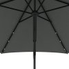 Outsunny 3(m) Cantilever Parasol with Solar LED and Easy Lever, Garden Parasol Umbrella with Cross Base and Waterproof Cover, Outdoor Sun Shades, Dark Grey