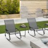 Outsunny Garden Rocking Chairs Set of 2, Ergonomic Outdoor Rocking Chairs with Armrests, High Backrest, Steel Frame Relaxing Rocker Armchair Seats for Patio, Balcony, Porch, Grey
