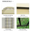 Outsunny 3.7 x 3(m) Patio Gazebo Canopy Garden Tent Shelter with 2 Tiers Roof and Mosquito Netting, Metal Frame, Beige