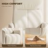 HOMCOM Massage Recliner Chair with Footstool, Upholstered Reclining Armchair with Adjustable Backrest and Steel Frame, Breathable Linen Fabric Swivel Chair for Living Room, Bedroom, Cream White