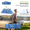 Outsunny 4-5 Man Camping Tent with 2 Bedrooms, Living Area and Awning, 3000mm Waterproof Large Family Tent, Portable with Bag, for Fishing Hiking Festival, Blue