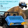 HOMCOM 2 Seater Kids Ride On Car with Electric Bucket, 12V Battery Powered Electric UTV with Shovel, Parental Remote, 4 Spring Suspension Wheels, Working Horn, Music - Blue