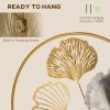 HOMCOM 3D Metal Wall Art Modern Ginkgo Leaves Hanging Wall Sculptures Home Decor for Living Room Bedroom Dining Room, Gold