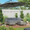 Outsunny 5 Pieces PE Rattan Garden Furniture Set, 4 Seater Garden Corner Sofa Set with Glass Coffee Table, Wicker Outdoor Furniture Set with Cushions for Patio Deck, Dark Grey