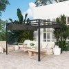 Outsunny 3 x 3(m) Garden Pergola with Retractable Roof Canopy, Aluminium Pergola Kit Gazebo with Roller Shade, UPF30+ Sun Shade Shelter for Porch, Dark Grey