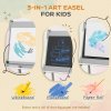 AIYAPLAY Art Easel for Kids with Paper Roll, Double-Sided Painting Easel with Chalkboard, Whiteboard, Eraser, Storage Boxes