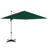 Outsunny 3 x 3(m) Cantilever Roma Parasol, Square Garden Umbrella with Cross Base, Crank Handle, Tilt, 360 Rotation and Aluminium Frame, Green