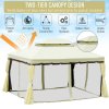 Outsunny 4 x 3 m Aluminum Garden Gazebo, Double Roof Outdoor Gazebo Canopy Shelter with Netting & Curtains for Garden, Lawn, Backyard and Deck, Cream