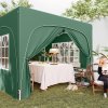 Outsunny 3 x 3(m) Pop Up Gazebo with Sides and Carry Bag, UPF50+, Height Adjustable Party Tent Instant Event Shelter for Garden, Outdoor, Patio, Dark Green