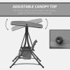 Outsunny 3 Seater Garden Swing Seat Outdoor Swing Chair with High Back Design, Steel Frame, Side Pouches, Adjustable Canopy, Charcoal Grey