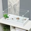 PawHut 50cm Turtle Tank Aquarium, Glass Tank with Basking Platform, Filter Layer Design, Full View Visually Terrapin Reptile Habitat, White