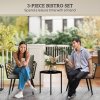 Outsunny 3 Pieces Rattan Bistro Set, Wicker Garden Furniture Set with Washable Seat and Back Cushions, Glass Top Coffee Table, for Outdoor, Patio, Black