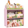 AIYAPLAY Kids Storage Unit, 3-Tier Toy Organiser Shelf with 6 Removable Storage Boxes, for Playroom, Bedroom, Children's Room, Nursery, Pink