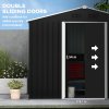 Outsunny 7.7 x 5.7ft Metal Garden Shed with Ventilation Slots and Sliding Doors, Galvanised Outdoor Tool Storage House, Grey