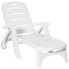 Outsunny Folding Sun Lounger with Wheels, 5-Position Adjustable Outdoor Deck Chair Furniture, Garden Beach Patio Pool Lounger Recliner Seat, White