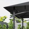 Outsunny 8' x 5' Grill Gazebo Canopy, Double Tiered Outdoor BBQ Gazebo Shelter with 2 Side Shelves, Storage Baskets, Hook for Garden, Patio, Barbecue, Picnic, Dark Grey