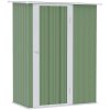 Outsunny 5ft x 3ft Metal Garden Storage Shed, Outdoor Tool Shed with Sloped Roof, Lockable Door for Tools, Equipment, Light Green