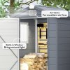 Outsunny 4 x 3ft Plastic Garden Storage Shed with Foundation Kit, Polypropylene Outdoor Storage Tool House with Ventilation Slots and Lockable Door, Grey