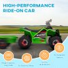 HOMCOM Electric Quad Bike, 6V Kids Ride On All Terrain Vehicle with Back Trailer for Ages 18-36 Months - Green