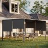 Outsunny 3(m) x 4m Pergola with Solar LED Lights, Garden Gazebo with Retractable Roof, Steel Frame, Outdoor Sun Shade Shelter for Patio Balcony Porch, Dark Grey