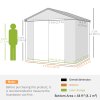 Outsunny 8 x 6ft Plastic Garden Storage Shed with Foundation Kit, Polypropylene Outdoor Storage Tool House with Ventilation Slots and Lockable Door, Grey