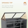 PawHut Wooden Hamster Cage, Small Animals Hutch with Tray, Openable Top, Exercise Run, Grey