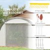 Outsunny 6 x 3(m) Walk-in Polytunnel Greenhouse with Upgraded Structure, Zipped Roll Up Mesh Door, 8 Mesh Windows, Tunnel Warm House Tent with PE Cover, 15 Plant Labels and Gloves, White