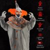 HOMCOM 183cm Orange Classic Clown Outdoor Halloween Decoration, Halloween Animatronic with Sound Activated, Light Up Eyes, Sound Effects, Animated Prop for Haunted House