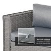 Outsunny 5 Pieces Rattan Garden Furniture Set, Wide & Deep Garden Sofa with Thickened Cushions, Outdoor Furniture Conservatory Set with Loveseats, Footstools and Glass Top Table for Patio, Grey