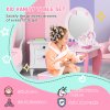 HOMCOM Girls Dressing Table with Mirror, Stool, Kids Dressing Table, Unicorn-Designed Play Toy for Toddles Girls Age 3-6 Years, Acrylic Mirror, Pink and White