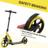 HOMCOM Foldable Kick Scooter with Double Shock Absorption and Big Wheels, Height Adjustable Aluminium Frame Big Wheel Scooter for 14+ Teens Adult - Yellow