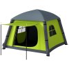 Outsunny Inflatable Camping Tent w/ Hand Pump, Easy Setup 1/2 Person Blow Up Tent Waterproof 190T Taffeta w/ Mesh Windows, Doors and Carry Bag, Green