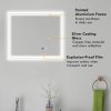 kleankin Bathroom Mirror with LED Lights, Dimmable Makeup Mirror with 3 Temperature Colours, Defogging Film, Memory Function and Aluminium Frame, Hardwired, Horizontal and Vertical, 60 x 50?cm