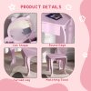 ZONEKIZ Kids Dressing Table, Kids Vanity Table, Girls Dressing Table with Mirror, Stool, Drawer, Storage Boxes, Cat Design, for Ages 3-6 Years - Pink