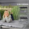 Outsunny 2-in-1 Garden Swing Seat Bed, 3 Seater Convertible Swing Chair Bench with Tilting Canopy, Cushioned Seat and 2 Pillows for Patio, Garden, Light Grey