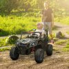 AIYAPLAY Kids Electric Ride on Car 2-Seater, 24V Truck UTV with Remote Control, Suspension System, LED Lights, Horn, Music, for 3-8 Years, Black