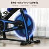SPORTNOW Indoor Exercise Bike, Stationary Bike, Cycling Machine with Adjustable Seat and Resistance, Heart Rate Sensor, for Home Gym Workout, 8kg Flywheel, Blue