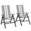 Outsunny Rattan Folding Chair Outdoor Set of 2, 5-Position Adjustable Wicker Garden Dining Chair with High Backrest, Wide Armrest, for Patio, Terrace, Balcony, Grey