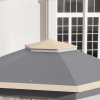 Outsunny 3 x 4m Garden Gazebo Hexagon Pop Up Gazebo Party Tent Canopy Double Roof Instant Shelter with Netting and Carry Bag for Outdoor Patio, Khaki