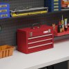 DURHAND 3 Drawer Tool Chest, Lockable Metal Tool Box with Ball Bearing Runners, Portable Toolbox, 510mm x 220mm x 320mm, Red