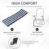 Outsunny Reclining Garden Chair Set of 2, 5-Level Adjustable Zero Gravity Chairs with Cushions, Folding Sun Lounger Garden Recliner Chairs with Armrests for Outdoor, Patio, Blue Stripe