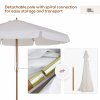 Outsunny 3.3m Wooden Garden Parasol Umbrella, Outdoor Sun Shade Canopy with 8 Bamboo Ribs, Ruffles and 4.7 cm Wood Pole for Balcony Deck Yard Market Beach Pool, Cream White