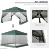 Outsunny Outdoor Garden Pop-up Gazebo Canopy Tent Sun Shade Event Shelter Folding with Adjustable Height, Mesh Screen Side Walls 3.5 M 3.5 M Base / 3 M 3 M Top, Green