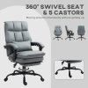HOMCOM Executive Office Chair with Footrest, PU Leather High Back Desk Chair with Lumbar Support, Swivel Computer Chair with Adjustable Height and Padding Armrests, Grey