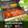 Outsunny 3 Burner Gas BBQ Trolley with See-through Lid, 7.5 kW Propane Gas Barbecue Grill with Thermometer, Wheels, Warming Rack, Shelves, Black