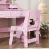 AIYAPLAY Kids Dressing Table Set with Stool and Mirror, Make up Set with Storage Drawers, Kids Vanity Table Gift for Aged 3-8 Years Old - Pink