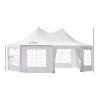 Outsunny 8 Sides Octagonal Garden Gazebo Marquee Party Tent Wedding Canopy Outdoor Heavy Duty Metal Frame (6.8m x 5m) - White