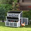 PawHut Wooden Chicken Coop with Nesting Box, Hen House Poultry Cage with Slide-Out Tray, Waterproof Roof, Perches, for 4-6 Chickens, 100 x 86 x 100cm