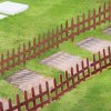 Outsunny Pack of 12 Wooden Border Fences, Garden Fixed Picket Fence for Lawn Edging, Flowerbed, 60L x 1D x 34H cm, Rustic Brown